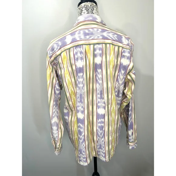 Men's vintage 90s Popol Vuh Shirt, Size M, White & Purple streetwear grunge - Picture 5 of 8